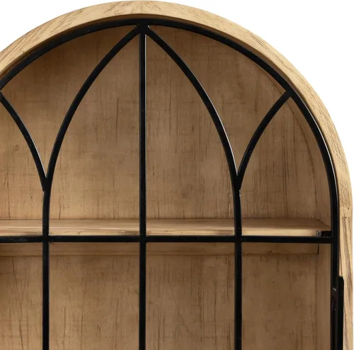 Miniatura 6 de Kate and Laurel Megara - Gabinete decorativo de pared colgante con arco de madera con puerta para almacenamiento abierto; 16 x 5 x 24; Madera Natural