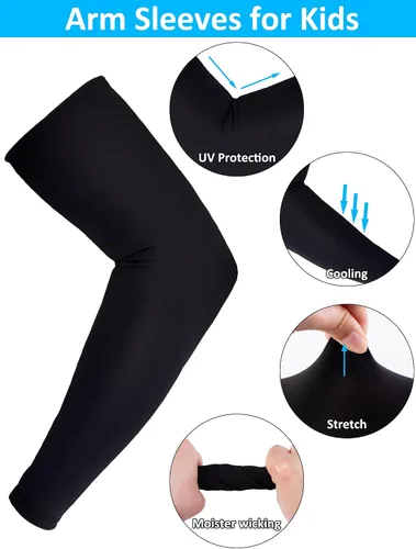 Miniatura 5 de 12 pares de mangas de brazo deportivos para niños, mangas de brazo para baloncesto y béisbol, con protección UV, protección solar, refrigeración