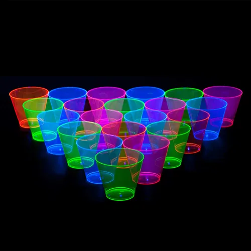 Miniatura 5 de Vasos de plástico para fiestas de Party Essentials, 9 onzas de capacidad, con brillo, Variado neón, 500