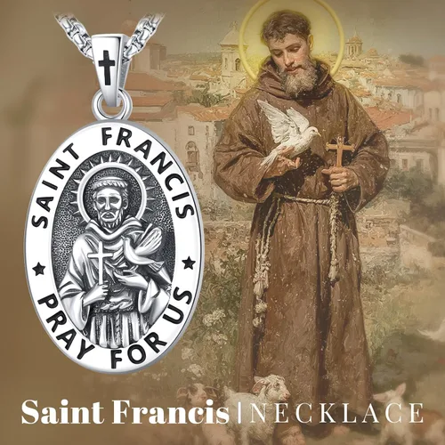 Miniatura 180 de Eusense San Miguel San Cristóbal San Benito San Judas Virgen María Collar chapado en oro 925 joyería religiosa para hombres y mujeres, collar