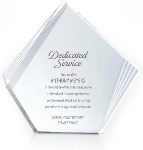 Baudville Trofeo de cristal decorativo grabado – pico – grabado personalizado de hasta tres líneas y selección de versos preescritos – Premio de
