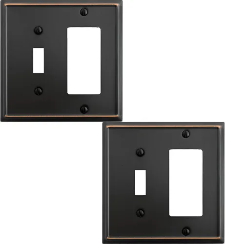Miniatura 17 de OKAWYC Cubierta de Interruptor de Luz de Palanca Individual Aria Placa de Pared Metálica, Paquete de 4 Bronce Envejecido 1 Gang, Cubierta