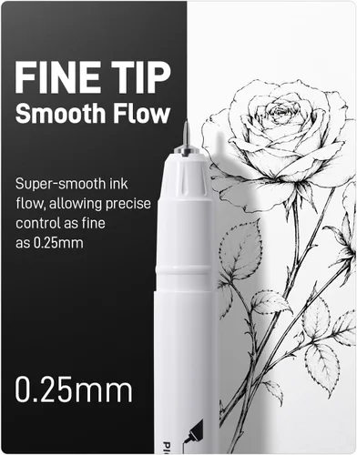 Miniatura 2 de JusArt - Bolígrafos fineliner, 6 unidades, 0.010 in, punta ultrafina, 01, sin corrimiento, bolígrafos de tinta negra impermeables para artistas