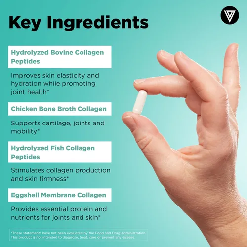 Miniatura 8 de Vital Vitamins Cápsulas de colágeno múltiple de 150 unidades + cápsulas de apoyo solar