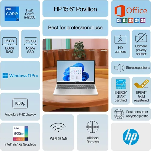 Miniatura 3 de HP 2025 Flagship 15.6" FHD pantalla táctil portátil, procesador Intel i7 de 10 núcleos, 16 GB RAM, almacenamiento de 1 TB