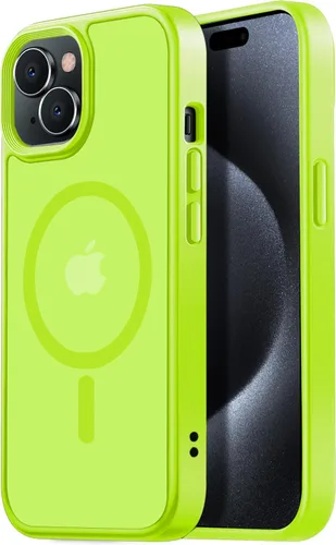 Miniatura 34 de Tigowos - Funda magnética para iPhone 15, resistente a las caídas, sensación de piel mate, a prueba de golpes, delgada, negro mate