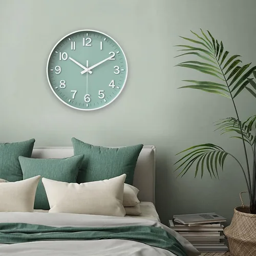 Miniatura 9 de HZDHCLH Reloj de pared con pilas, reloj de pared verde, reloj de pared de 12 pulgadas, silencioso, sin tictac, números 3D modernos para cocina