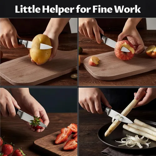 Miniatura 10 de OAKSWARE Juego de cuchillos de cocina de 3 piezas, cuchillos de cocina ultra afilados, cuchillo de pelar y cuchillo utilitario para cocina, acero
