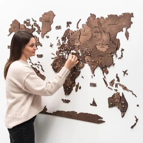 Miniatura 8 de Enjoy The Wood Mapa del mundo de madera 3D, arte para pared, decoración de pared de madera grande, idea de regalo de inauguración de la casa, idea