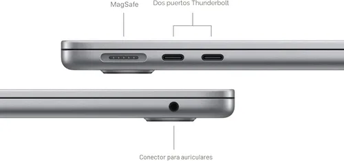 Miniatura 4 de Apple MacBook Air 2024 con chip Apple M3, 13 pulgadas, 8 GB de RAM, 256 GB de almacenamiento SSD, gris espacial (renovado)