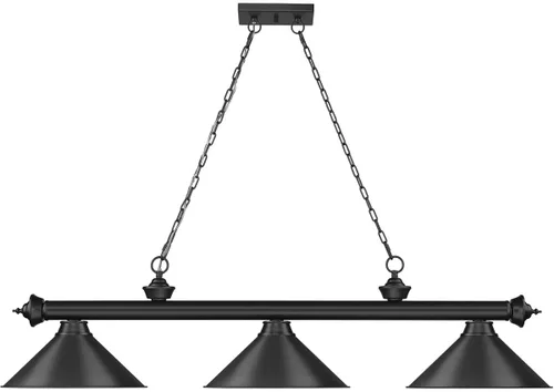 Miniatura 4 de Z-Lite 2306-3MB-MB15 Cordon Billar Colgante, 3 luces 180 vatios totales, negro mate