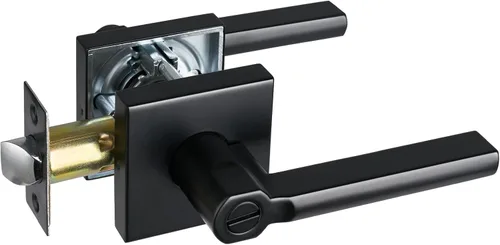 Miniatura 75 de Manija de Puerta de Paso (Sin Cerradura), Mango Cuadrado Interior de Servicio Pesado para Pasillo y Closet, Negro Mate, Reversible para Diestros