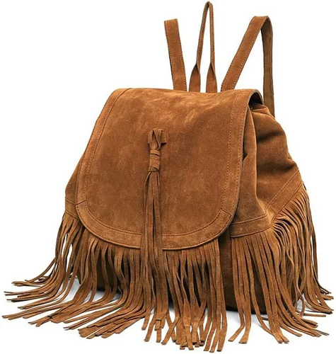 Miniatura 2 de Mochila para mujer, bolso de hombro con flecos y borlas, de piel sintética, bolso de viaje de moda