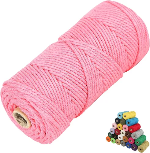 Miniatura 29 de Cordón de algodón para macramé, hilo torcido de 4 capas, cuerda de algodón natural, suministros perfectos de macramé, para hacer soportes colgantes