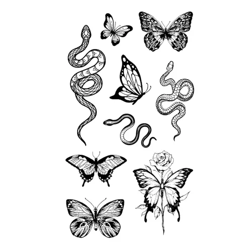 MapofBeauty 2 calcomanías de tatuaje impermeables temporales para gatos (negro/negro claro)