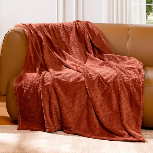 Miniatura 9 de Manta de vellón para sofá, mantas cálidas de felpa para cama, manta de franela mullida y acogedora para sofá cama, patrón jacquard de viaje, beige