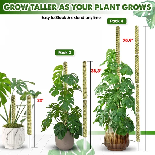 Miniatura 3 de DUSPRO Poste de musgo en malla apilable para plantas de Monstera, estacas de malla para plantas en maceta para plantas de interior, poste de planta
