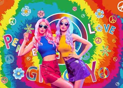 Miniatura 3 de Out - Telón de fondo de un solo dígito de feliz cumpleaños número 10, arco iris, teñido anudado, fondo de fotografía para niñas, decoración