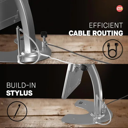 Miniatura 4 de Soporte de quiosco dual: soporte de aluminio CTA con caja de bloqueo y cable. Base giratoria de 360 grados. Carcasa diseñada para iPad mini