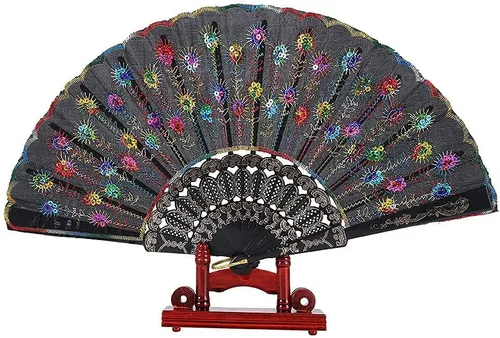 AUNMAS Soporte de exhibición decorativo plegable para ventiladores, práctico chino, para decoración de escritorio de oficina en casa (solo soporte)