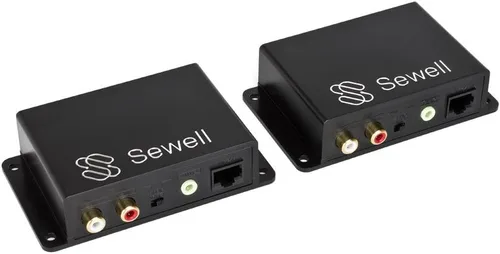 Sewell Audio de enlace de sonido sobre cat5e o cat6, 0.138 in o RCA, 1,968.5 ft o 2000 pies, bidireccional, hasta dos entradas/salidas Negro