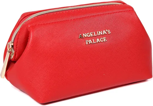 Miniatura 15 de Angelina's Palace Bolsa de maquillaje de viaje impermeable de cuero vegano, organizador de artículos de tocador oriental estilo retro, bolsa de Negro