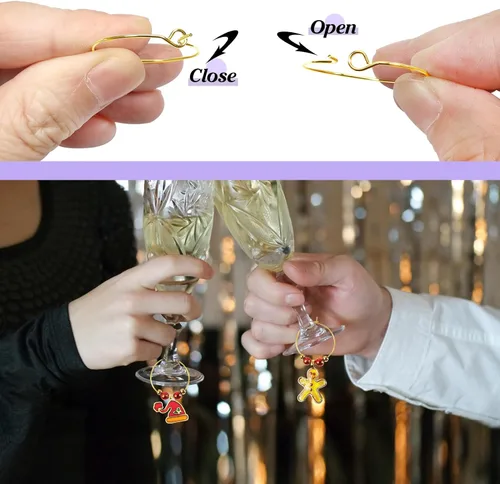 Miniatura 3 de TOAOB - 100 anillos encantadores de copa de vino de 0.98 pulgadas (0.984 in), aretes abiertos de oro con cuentas