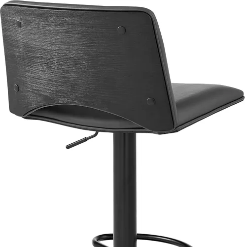 Miniatura 9 de Armen Living Thierry Taburete giratorio ajustable de piel sintética gris y metal negro