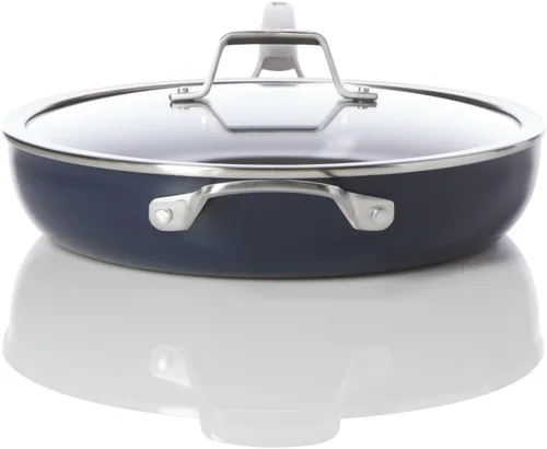 Miniatura 4 de Calphalon® Premier - Sartén antiadherente de cerámica de 12 pulgadas con tapa, azul medianoche
