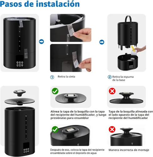 Miniatura 2 de Humidificadores de 6L para dormitorio, habitación grande, hogar, humidificador frío y cálido para plantas, niebla, humidificadores de escritorio