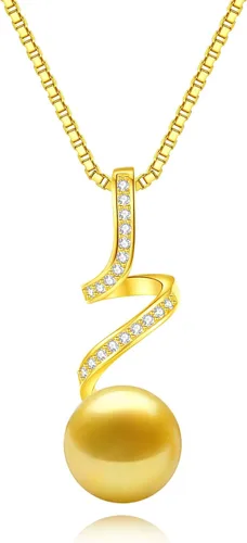 Miniatura 28 de Collar de perlas negras, blancas, doradas, grises para mujer, collar con colgante de plata esterlina, perlas cultivadas en agua salada auténticas