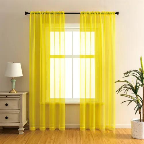 Miniatura 11 de GYROHOME Cortina de gasa transparente con bolsillo para barra, filtro de luz solar, protege la privacidad de poliéster transparente para sala