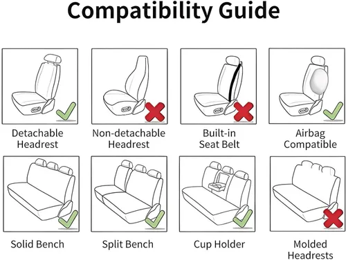 Miniatura 7 de Juego completo de fundas de asiento de automóvil, protector de cojín de piel sintética de ajuste universal, impermeable, antideslizante, accesorios