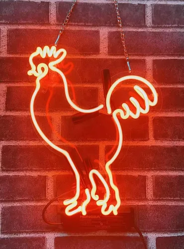 Queen Sense 14 "pollo gallo neón signo acrílico hecho a mano hombre cueva cerveza pub bar decoración de pared lámpara luz A114CRRA2