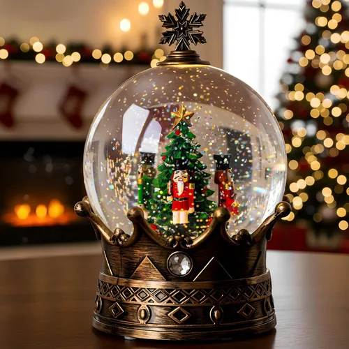 Miniatura 17 de Globo de nieve navideño iluminado con pesebre y escena del nacimiento, musical de la Sagrada Familia, agua y cuna con música silenciosa de la noche