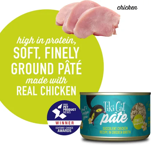 Miniatura 5 de Tiki Cat Luau Pate, receta de pollo suculento en caldo, nutrición equilibrada sin granos, comida enlatada húmeda para gatos, para todas las etapas