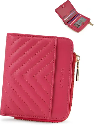 Miniatura 24 de Billeteras pequeñas y plegables para mujer, mini-cartera RFID para mujer, tarjetero delgado con bolsillo con cremallera para monedas y 2 ventanas