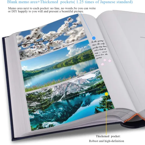 Miniatura 2 de 1DOT2 Álbum de fotos de 4 x 6 pulgadas con capacidad para 402 bolsillos con bolsillos deslizantes, libro de fotos, cubierta de cuero, con espacio