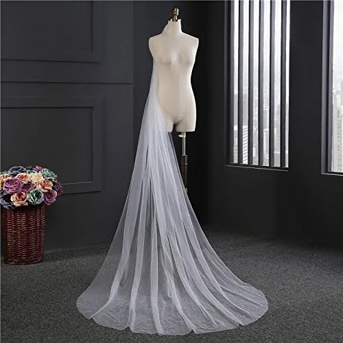 Miniatura 5 de Pefantal Elegante velo de novia largo suave de 118 pulgadas con peine velo de alta calidad para vestidos de novia de una sola capa