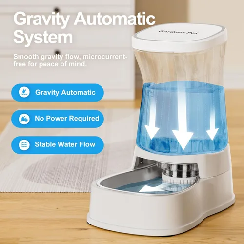 Miniatura 2 de Dispensador automático de agua por gravedad para perros, dispensador de tazón de agua de acero inoxidable de 1 galón, dispensador de fuente de agua