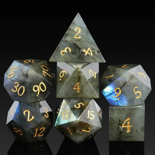 Miniatura 25 de Juego de dados Aagte D&D DNDND Un juego completo de dados de piedra DND con estuche de regalo magnífico para juego de mesa Dungeons and Dragons