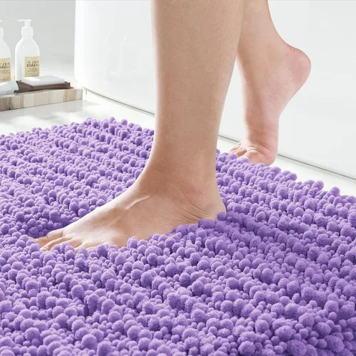 Miniatura 58 de Yimobra Alfombras de Baño Antideslizantes Lavables - Alfombra de Baño de Chenilla Ultra Suave Absorbente, Alfombra Peluda de Secado Rápido para Negro