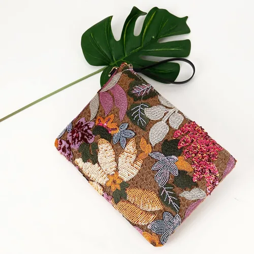 Miniatura 4 de ER.Roulour Bolso de paja de verano para mujer, bordado floral, bolso de mano de paja tejido para playa, fiesta, boda