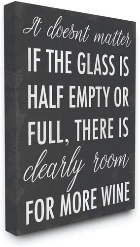 Stupell Industries More Wine Funny Family - Palabra en blanco y negro, diseño del artista Daphne Polselli, arte de pared, 24 x 1.5 x 30, lienzo