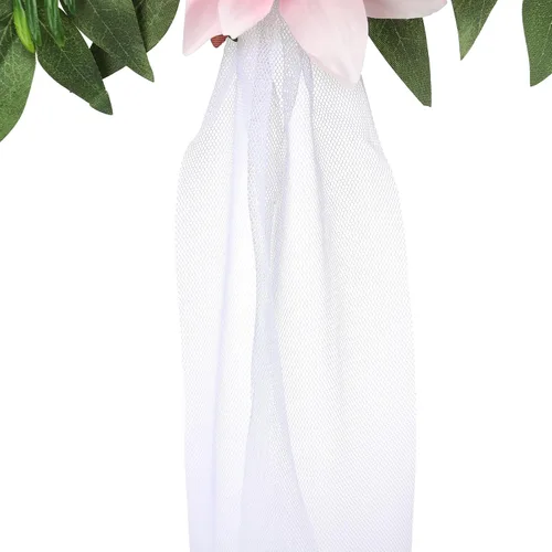 Miniatura 6 de Juego de 6 decoraciones para sillas de pasillo de boda, flores artificiales con cintas, sillas, respaldo de banco, arreglo floral para decoración