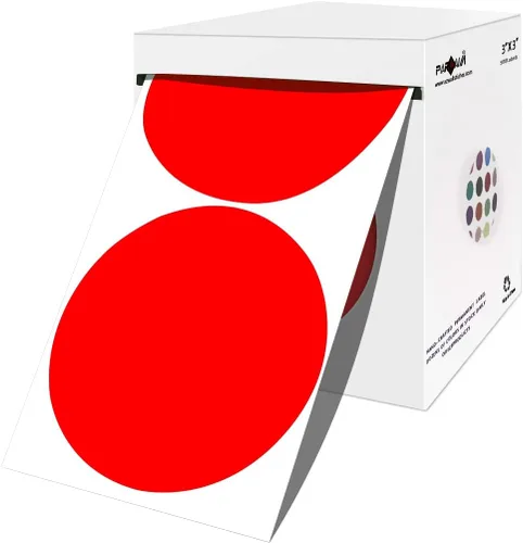 PARLAIM Pegatinas redondas de código de color de 3 pulgadas, 500 etiquetas circulares de codificación de color por rollo en caja dispensadora para
