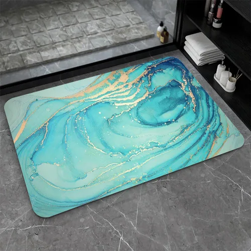 Miniatura 31 de Tapete de baño de tierra de diatomeas, arte abstracto, sol dorado, antideslizante, volumen súper absorbente, de secado rápido para baño, cocina