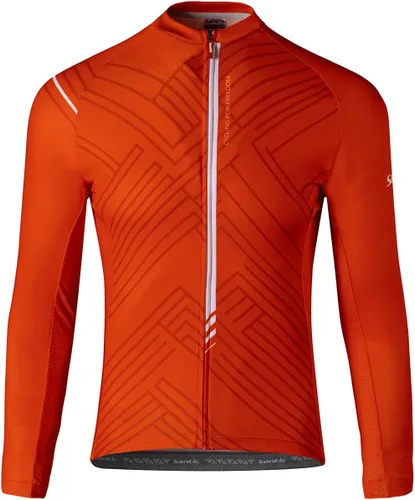 Miniatura 57 de Santic - Camiseta de ciclismo para hombre, manga larga, reflejante, cremallera completa, con bolsillos