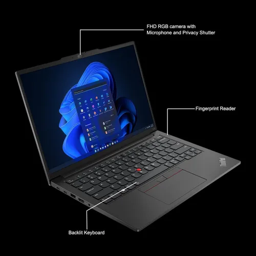 Miniatura 5 de Lenovo ThinkPad E14 Business Laptop (14 pulgadas FHD+ antirreflejo, Intel 10-Core i7-1355U, 40 GB de RAM, 1 TB SSD), teclado retroiluminado, huella