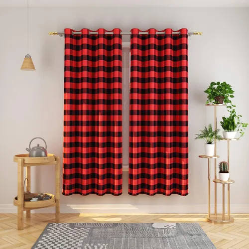 Miniatura 29 de Cortinas de 24 pulgadas de largo con diseño Buffalo Check Gingham Plaid para ventanas de cocina y baño, tratamiento para ventanas con 2 paneles